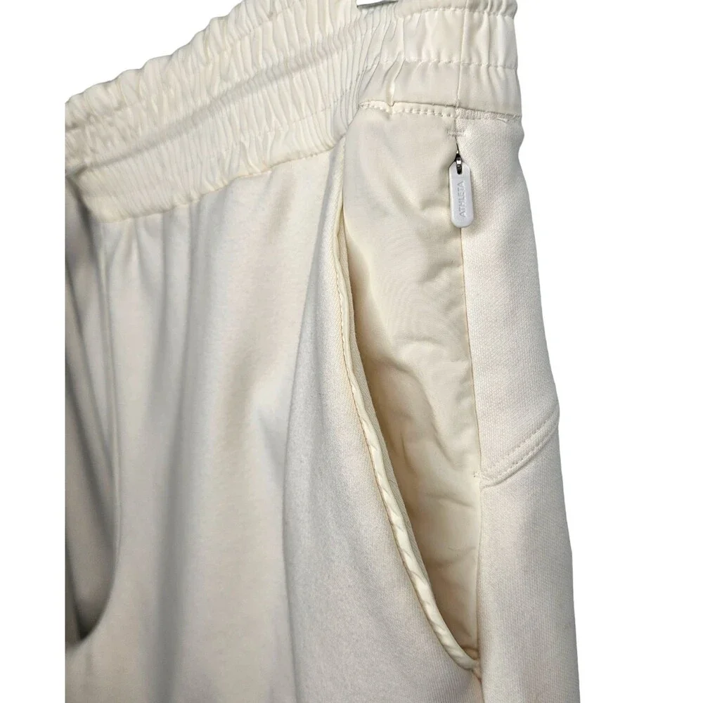 ATHLETA Triumph Hybrid Wide Leg Cropped Sweatpants Ivory Cream Womens XL - Picture 4 of 13